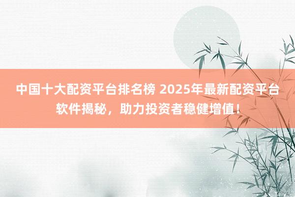 中国十大配资平台排名榜 2025年最新配资平台软件揭秘，助力投资者稳健增值！